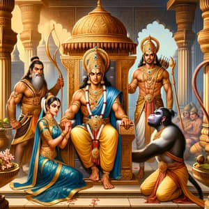 Exquisite Rama's Darbar Art - Ancient Indian Court Scene