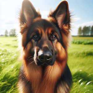 Majestic German Shepherd Dog in Bright Green Field