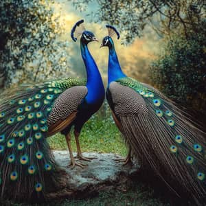 Male and Female Peacock Together in Real Picture