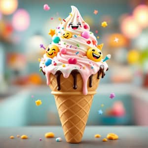 Delicious Ice Cream Cone with Fun Symbols