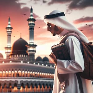 Arabic Student Walking to Great Mosque of Mecca