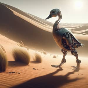 Cyborg Duck in the Desert - Fusion of Organic and Robotic Features