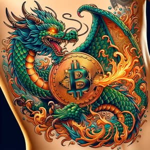 Dragon Tattoo with Golden Bitcoin Symbol Design