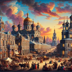 Baroque Style Architecture in Moscow | Vivid Sunset Sky