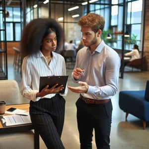 Diverse Interns Engaged in Serious Discussion | Corporate Setting