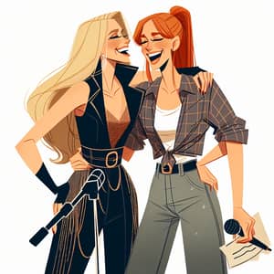 Blonde and Redheaded Women Embrace: Joyful Friendship Moment