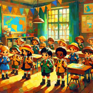 Explorers Kindergarten Class Illustration | Playful & Vibrant Art