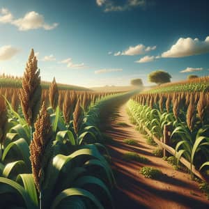 Sorghum Plot Photo: Lush Fields Under Clear Skies