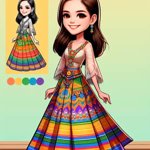 Colorful Filipina Saya Caricature | Full Body Portrait