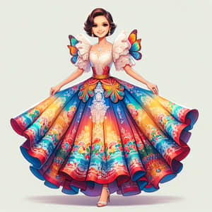 Filipiniana Dress Caricature: Traditional Attire Artwork