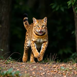 Wildcat Pouncing: Brown and Gold Beauty