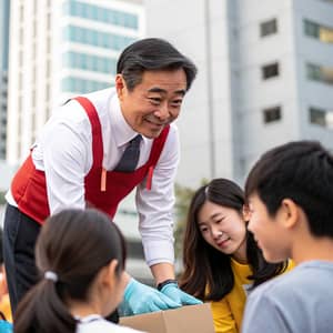 Empowering Leadership: Asian Leader Helping Others