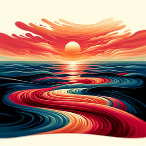 Serene Sunset Over the Ocean - Abstract Art