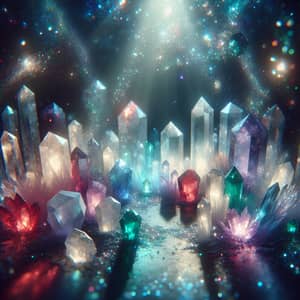 Ethereal Crystals Sparkling in Ruby Red, Sapphire Blue & Emerald Green