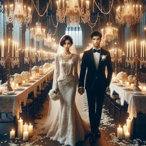 Vintage Glamour Wedding Venue with Elegant South Asian Bride & Hispanic Groom