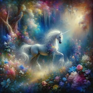 Mystical Forest with Unicorn: A Dreamy Watercolor