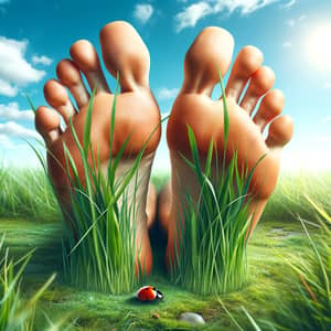 Tranquil Image of Human Feet on Grassy Field