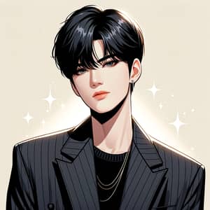 Modern Korean Pop Star with Stylish Black Hair