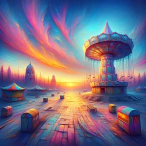 Ethereal Abandoned Carnival at Dusk | Surreal Digital Painting