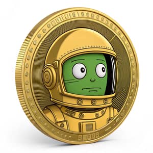 Golden Cryptocurrency Coin Featuring Jebediah Kerbin