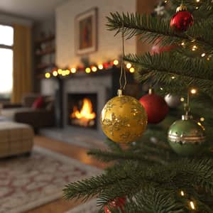 Cozy Christmas Tree in a Festive Living Room