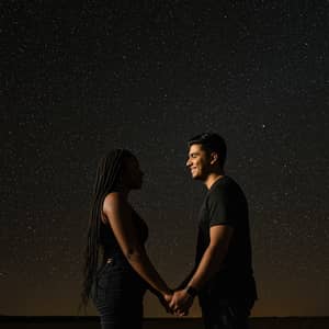 Couple Under Starry Night Sky