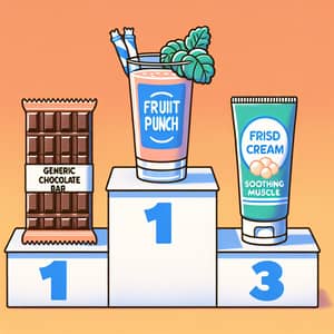 Podium Prizes: Chocolate, Mint Candy, Fruit Punch, Muscle Cream