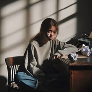 Teenage Girl Struggling with Depression in Isolated Room