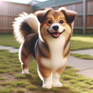 Cheerful Brown and White Dog in Sunny Backyard