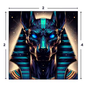 Colossal Anubis Icon with Blue Eyes & Aura | 2D Vector Art