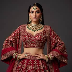 Stunning South Asian Model in Traditional Lehenga Choli