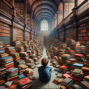 Dive into a Literary Wonderland | Boy Surrounded by Books