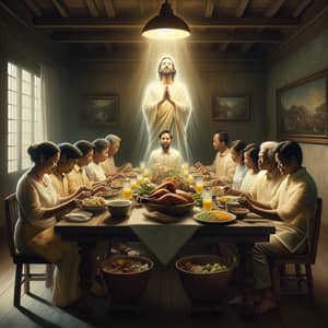 Filipino Family Feast with Christ at the Center