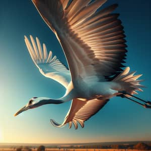 Majestic Crane in Full Flight | Beautiful Sky View