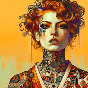 Buttercup: Vibrant Portrait Inspired by Klimt & Schiele