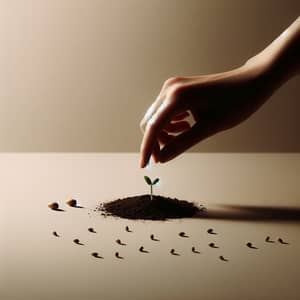 Minimalist Seed Sowing and Plant Cultivation Scene