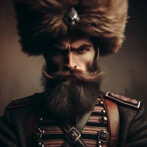 Angry Cossack in Traditional Attire