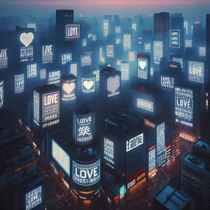 Millions of Love Messages Illuminating Cityscape