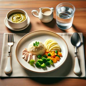 Nutritionally Balanced Pureed Meal for Dysphagia: Chicken, Mashed Potatoes, Vegetables