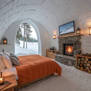 Cozy Igloo-Style Room with Warm Ambiance