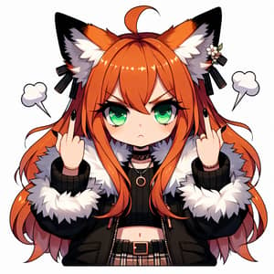 Annoyed Kawaii Girl with Fox Ears Illustration