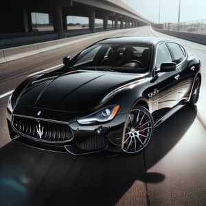 Black 2014 Maserati Quattroporte S Q4 on Smooth Asphalt Road