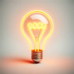 Neon Light Bulb on White Background