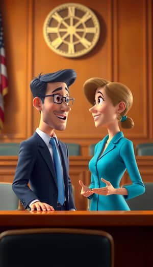 Disney Pixar Style Courtroom Argument Animation