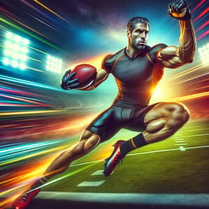 Athletic Arabic Football Player on Vibrant Field | Action Artwork