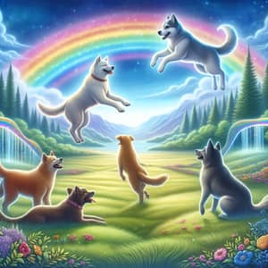 Dog's Joyful Journey Across the Rainbow Bridge