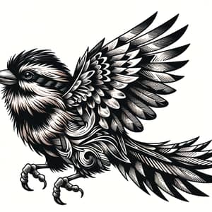 Corocoro Bird Blackwork Tattoo Design