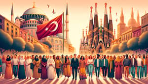 Cultural Diversity Illustration at Haja Sofia and Sagrada Familia