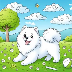 Cute Samoyed Dog for Kids' Coloring Book