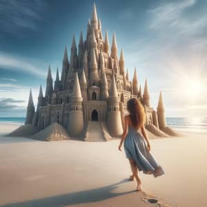 Pristine Shoreline & Towering Sand Castle: A Captivating Encounter